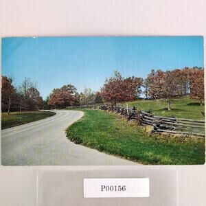 Vintage Blue Ridge Parkway Virginia Postcard 1963 Wood Split Rail Fence Fall